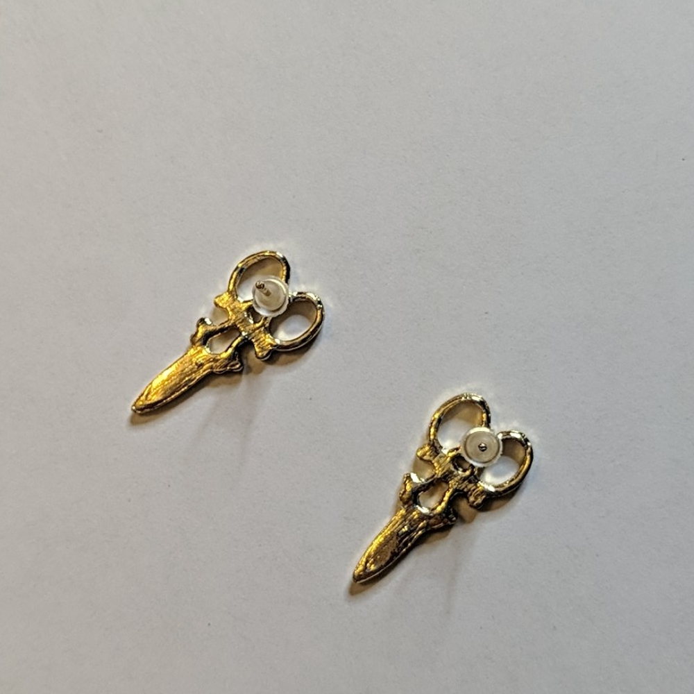 Scissor gold stud earrings - Picture 5 of 6